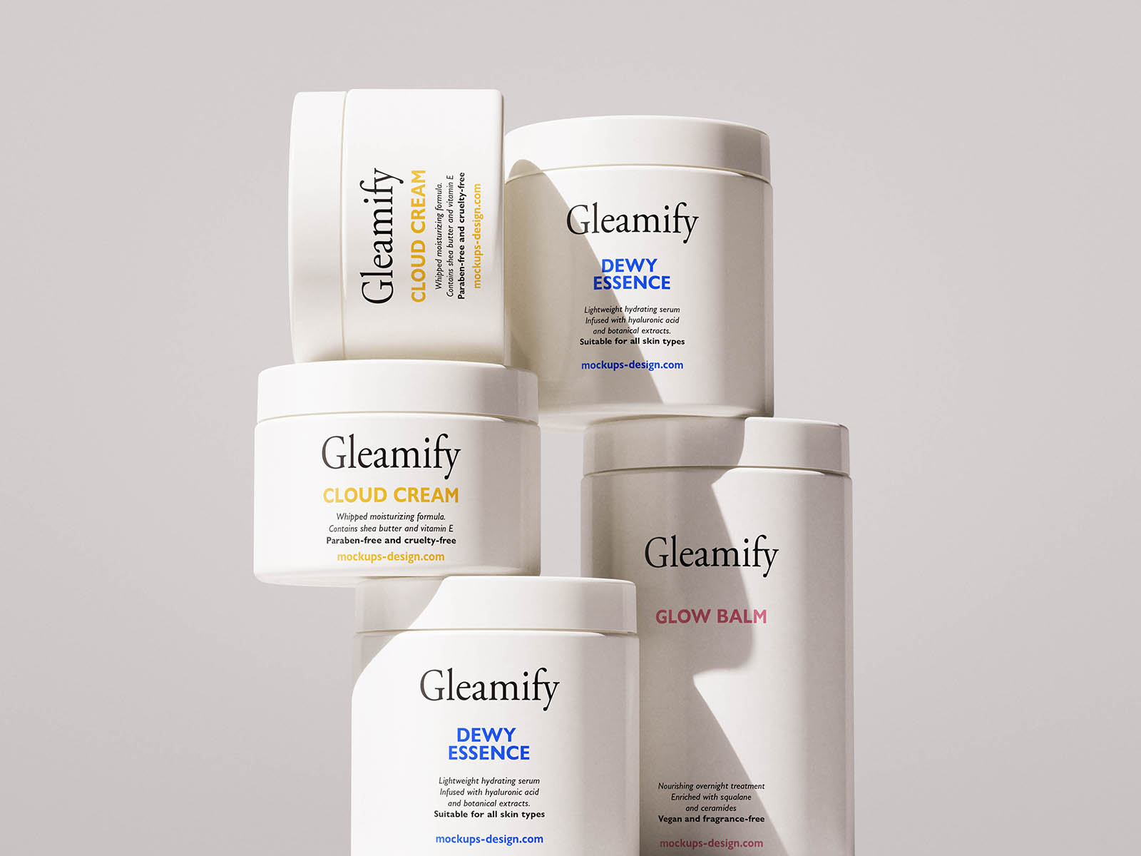 Free Multiple Cosmetic Jars Mockup