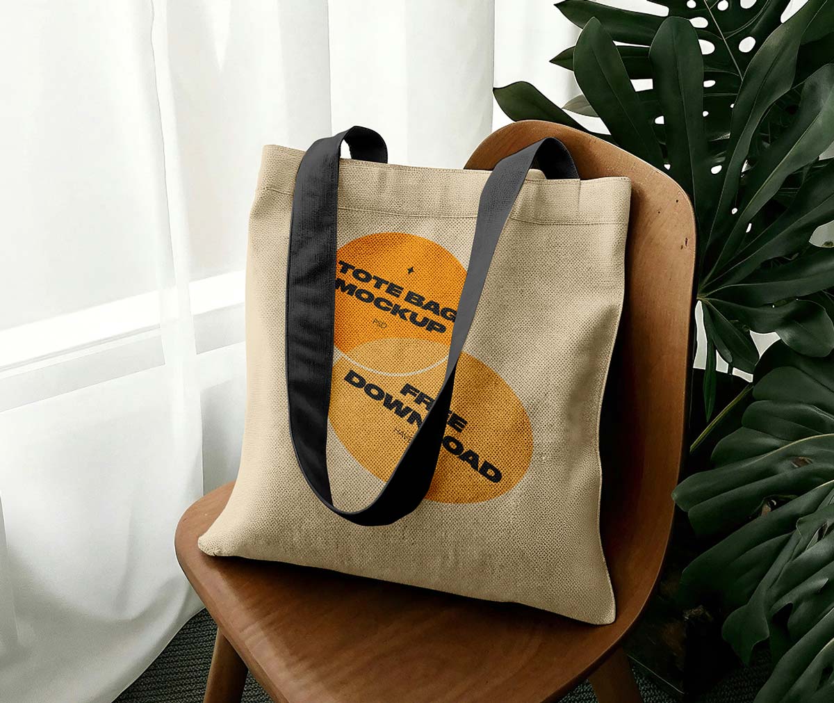 Free Chair Tote Bag Mockup