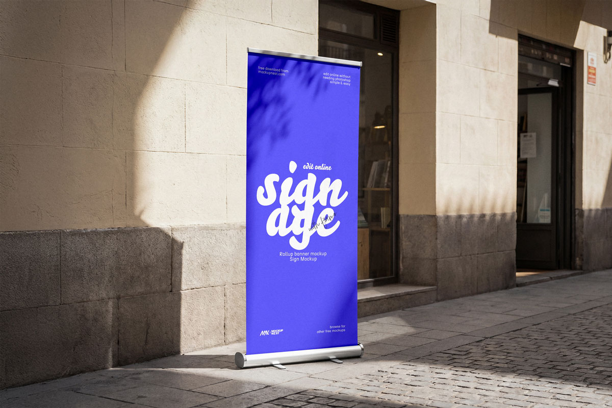 Free Outdoor Roll-Up Mockup
