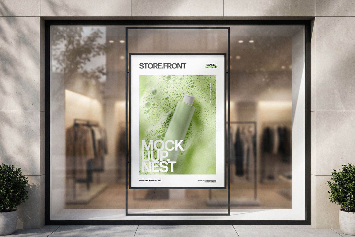 Free Window Poster Storefront Mockup
