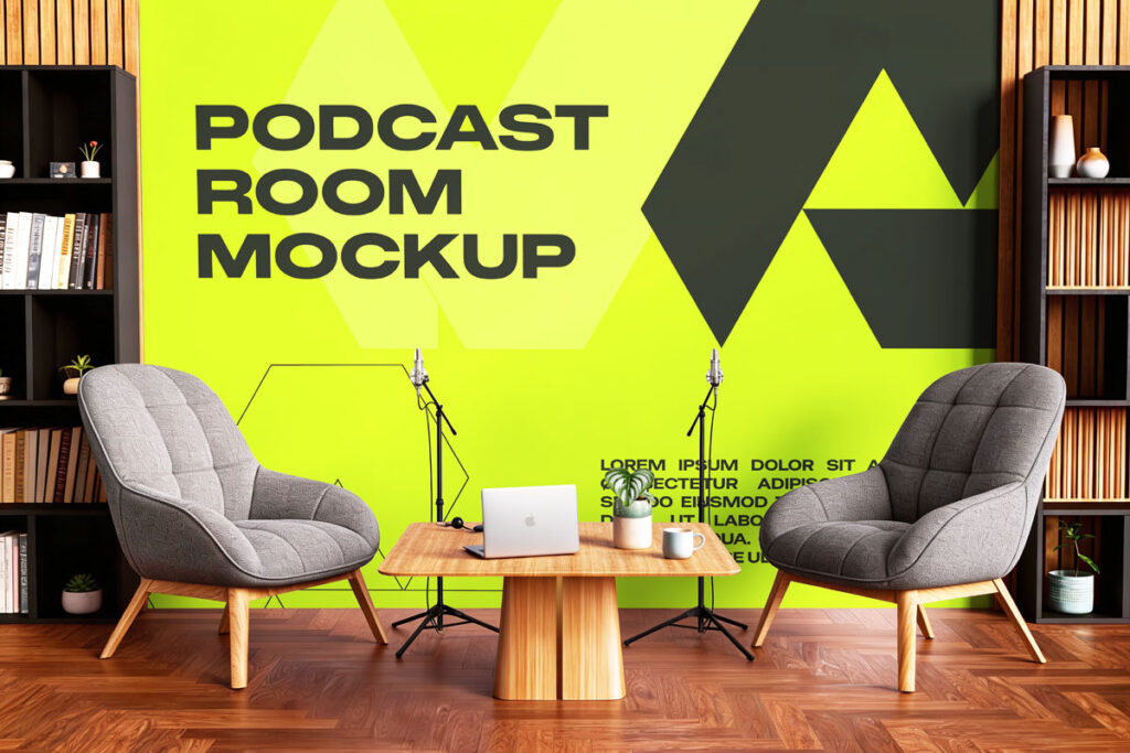 Screen Room Texture Free Podcast Room Mockup