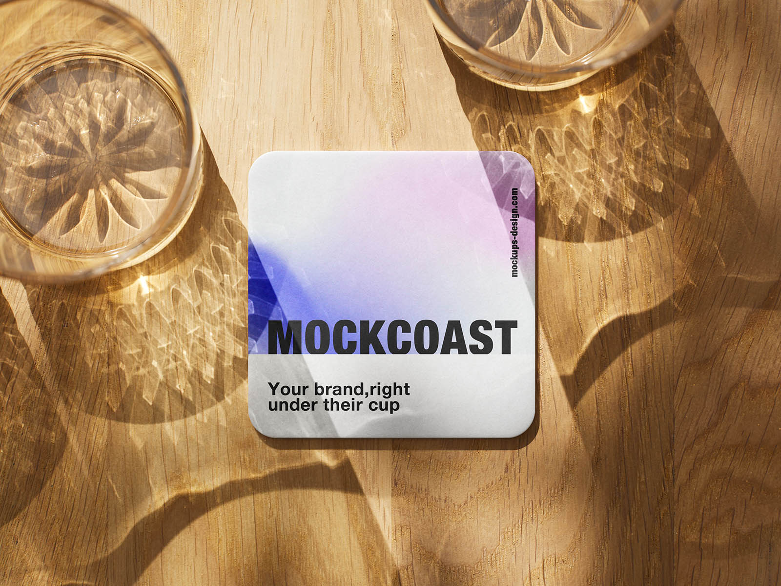 Free Square Drinks Coaster Mockup