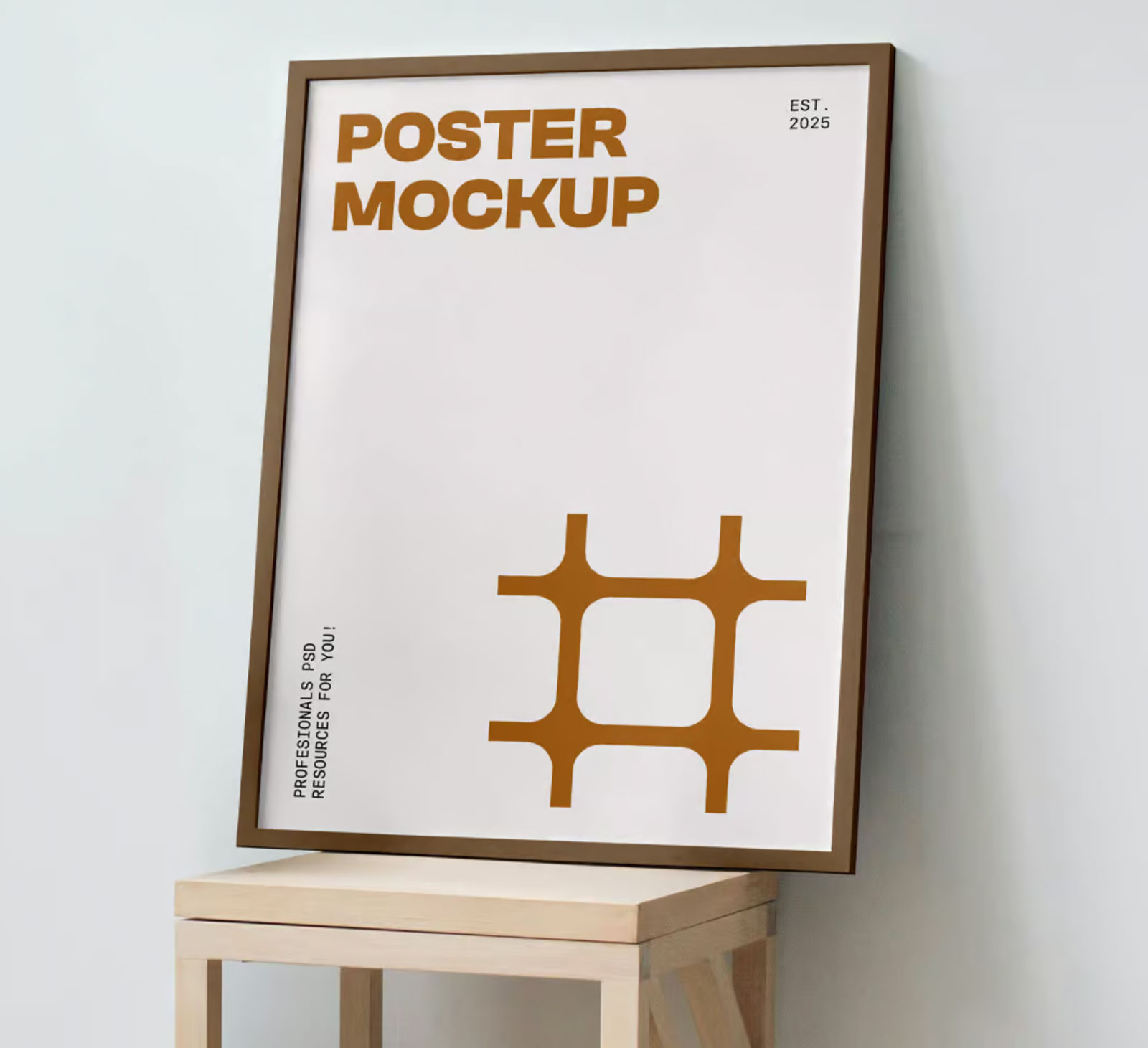 Free Wooden Stool Poster Mockup