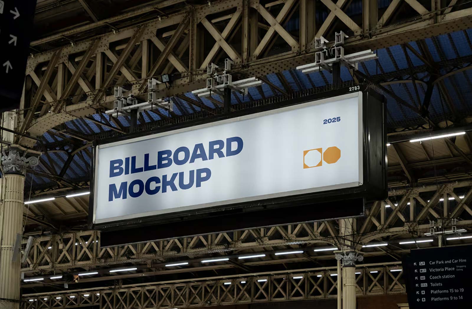Free Train Station Billboard Mockup