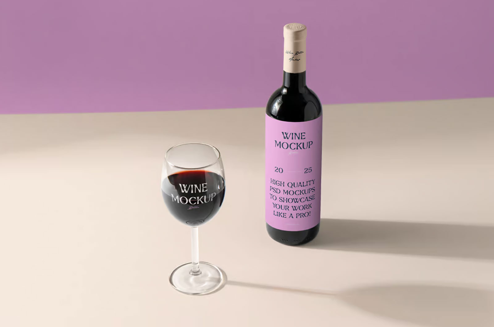 Free Glass Wine Bottle Mockup PSD
