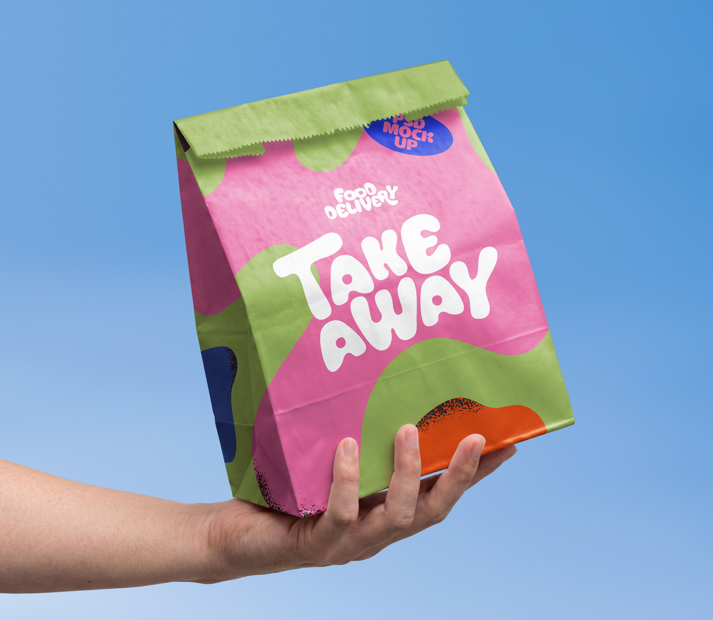 Free Food Delivery Paper Bag Mockup