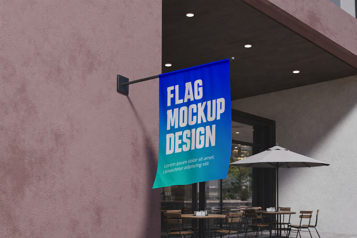Free Hanging Wall Flag Mockup Free Hanging Wall Flag Mockup