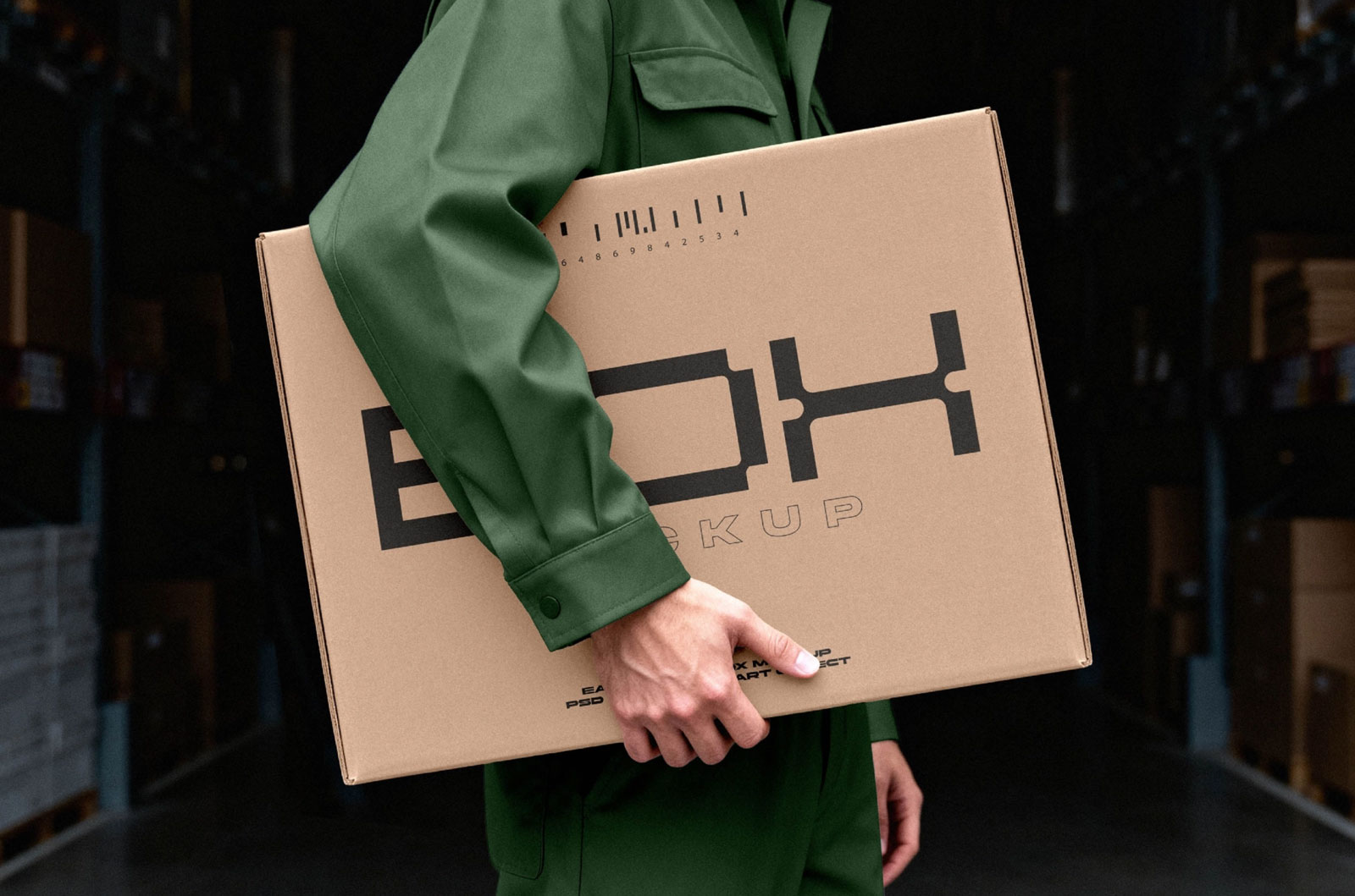Free Large Shipping Box Mockup