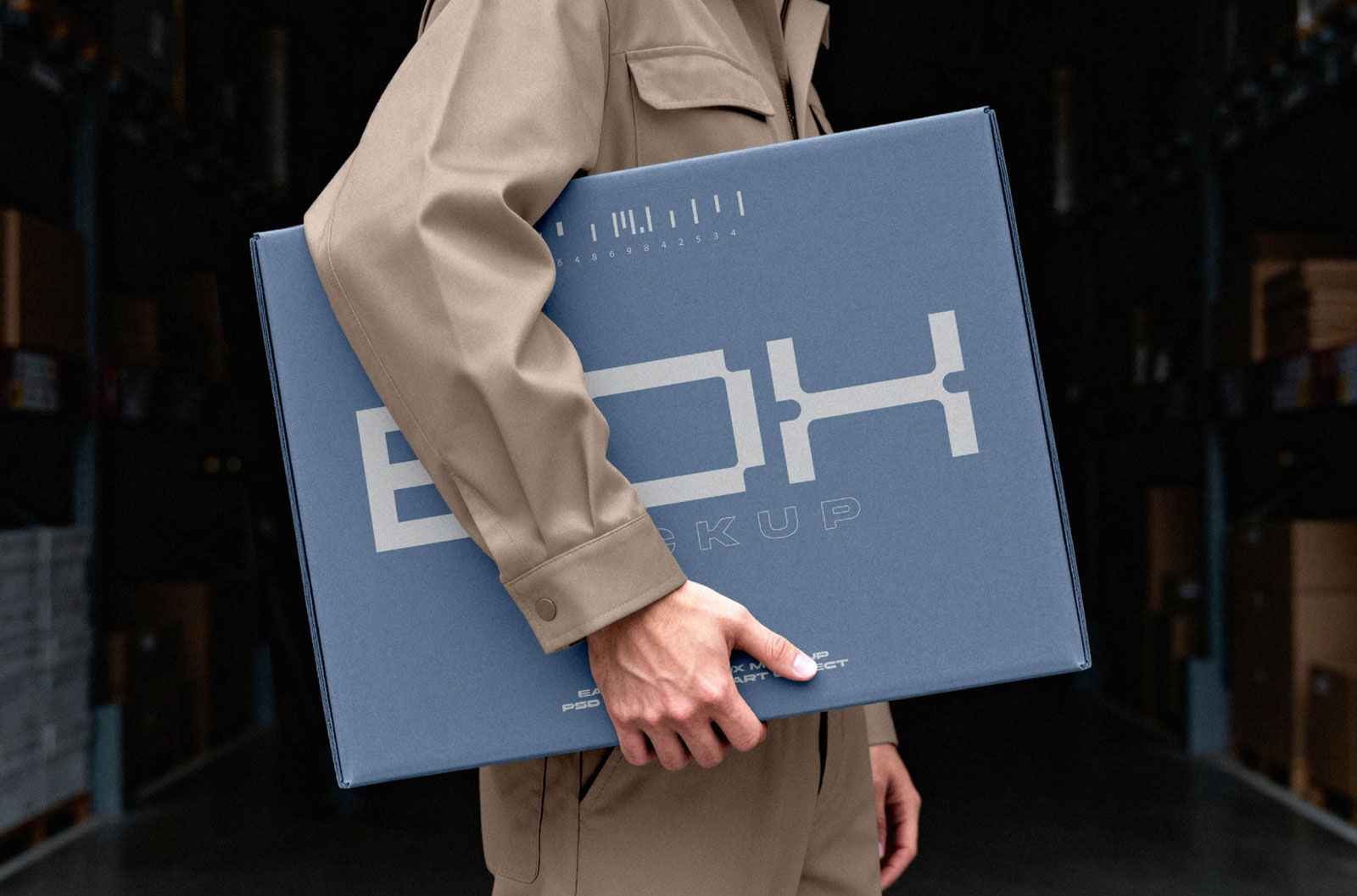 Free Large Shipping Box Mockup