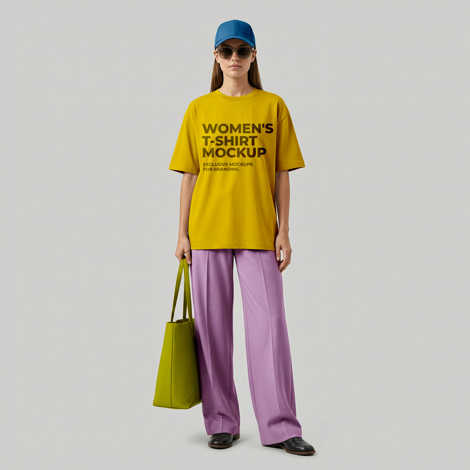 Free Young Woman T-shirt Mockup