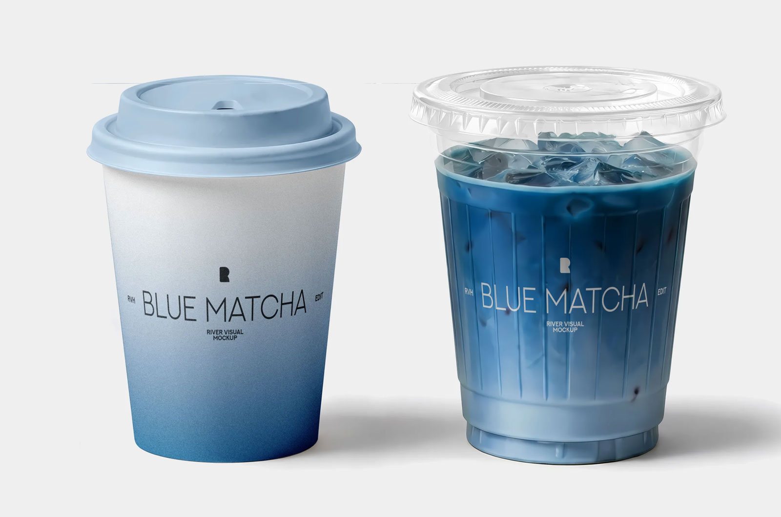 Free Blue Matcha Cup Mockup