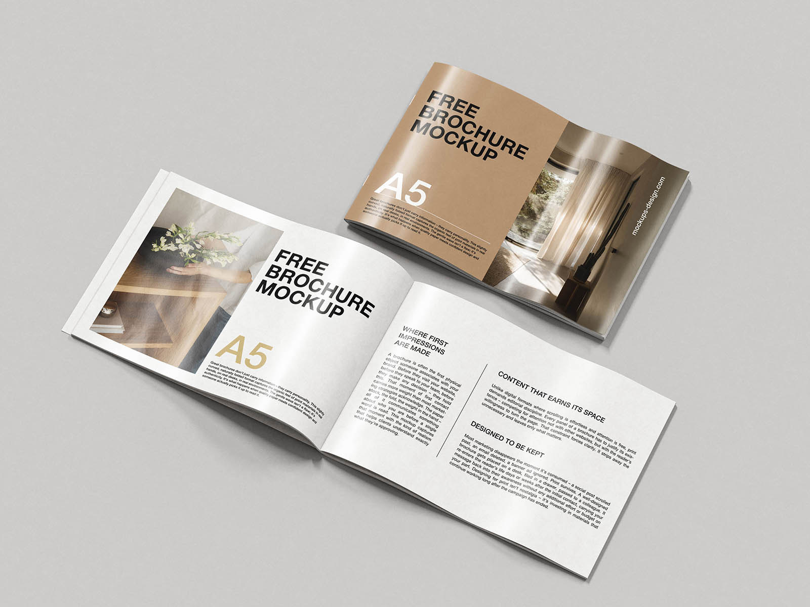 Free Curved A5 Brochure Mockup