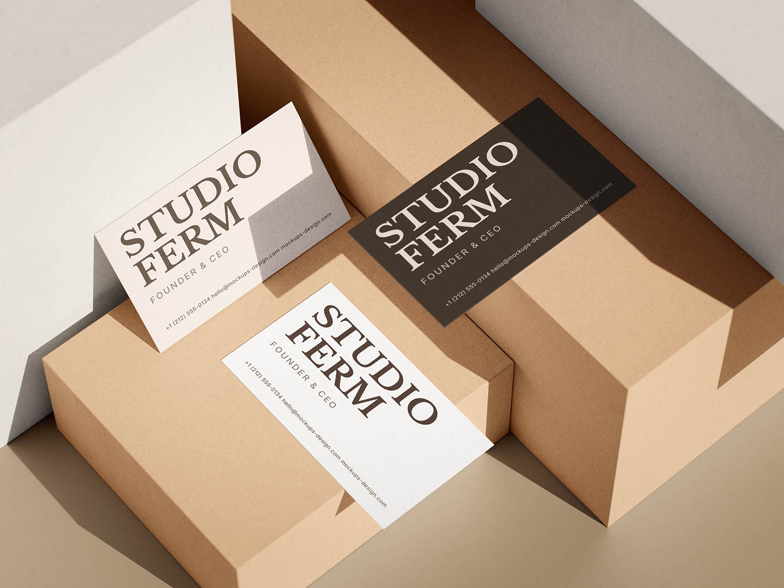 Free Boxed Business Card Mockup