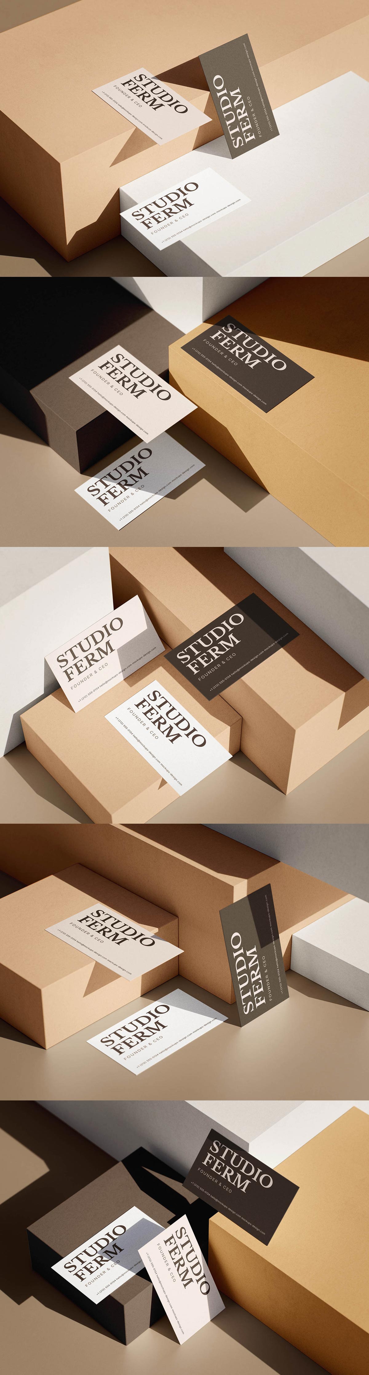 Free Boxed Business Card Mockup