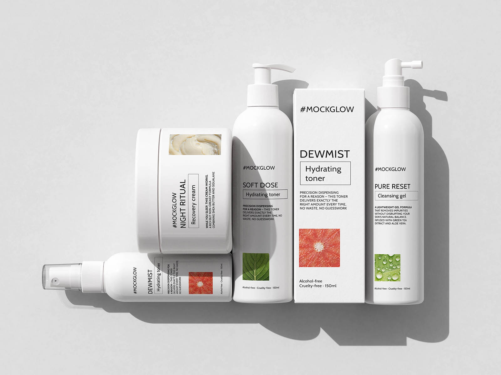 Free Five Piece Cosmetic Mockup