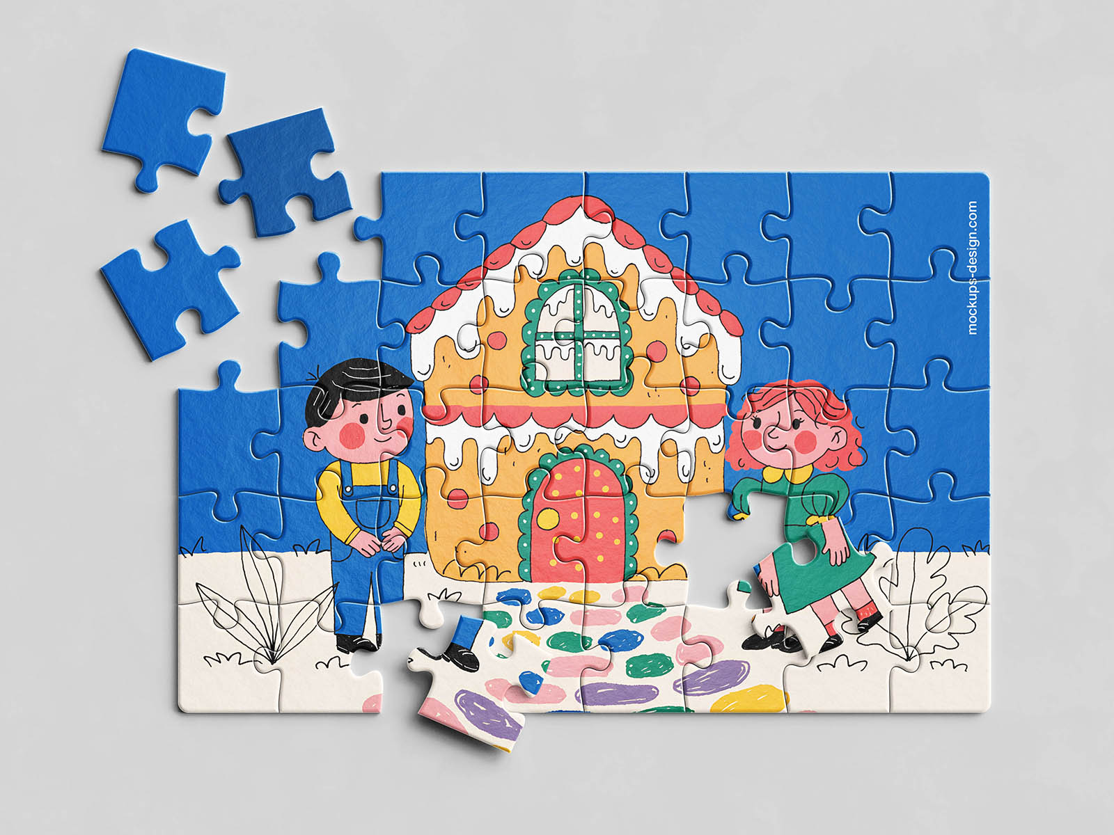 Free Jigsaw Puzzle Mockup