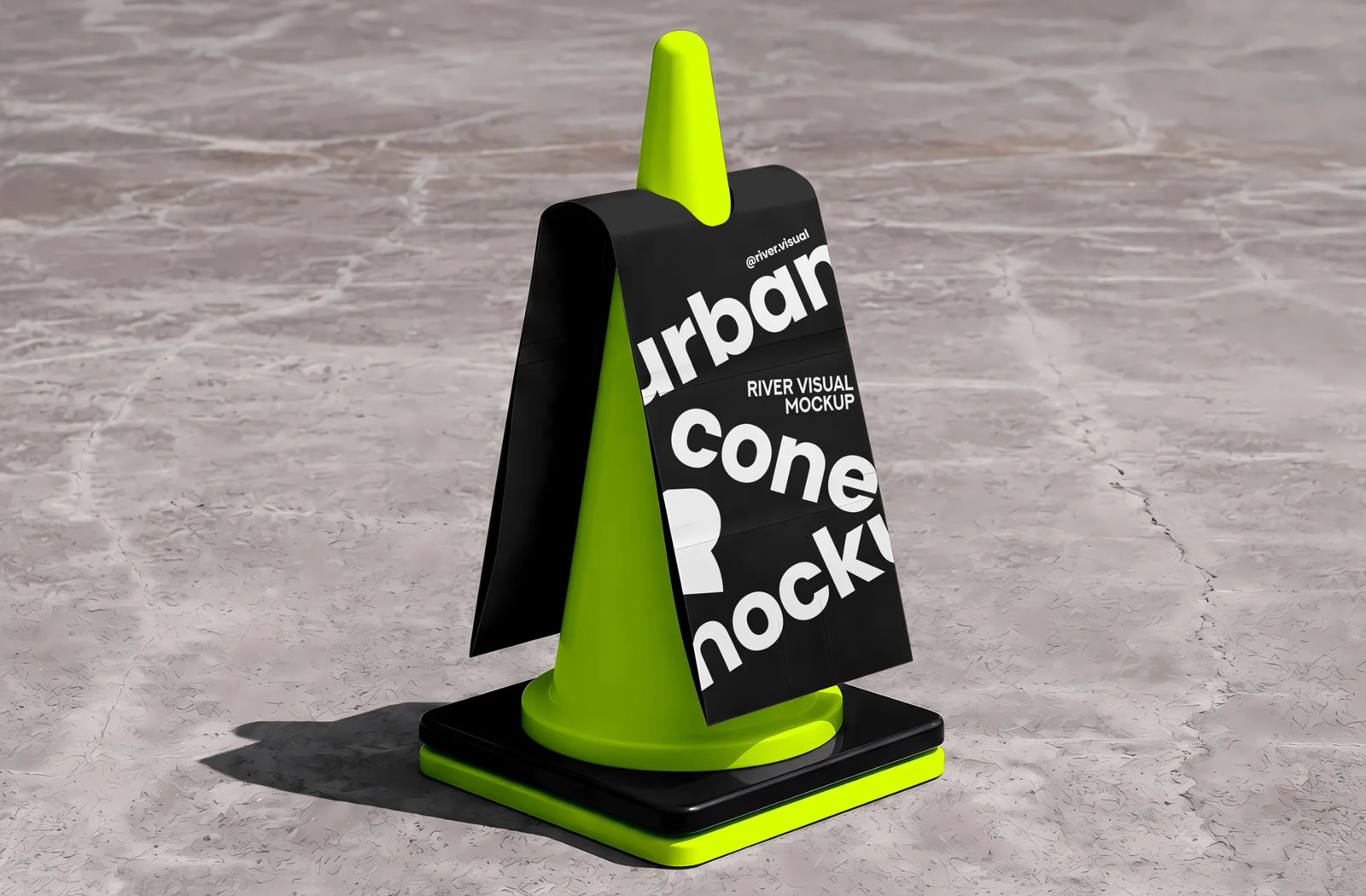 Free Urban Cone Sign Mockup