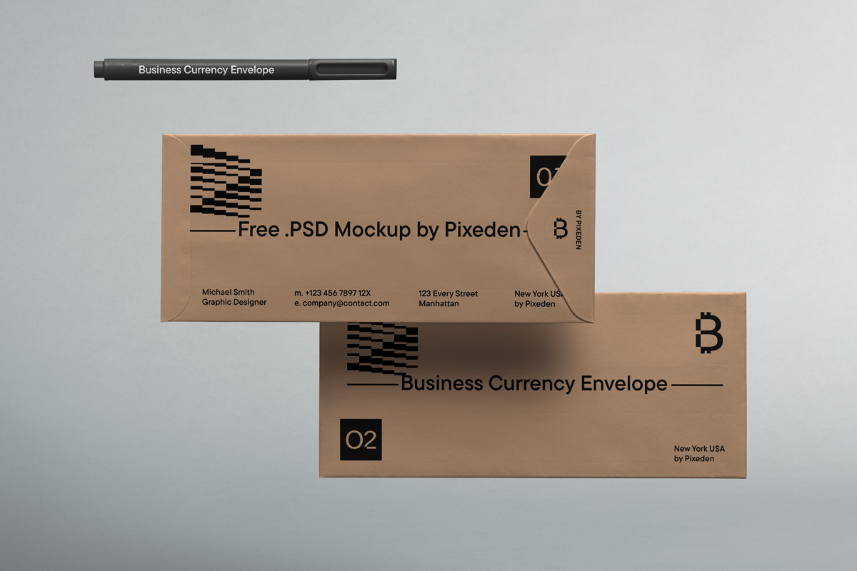 Free Floating Envelope Mockup