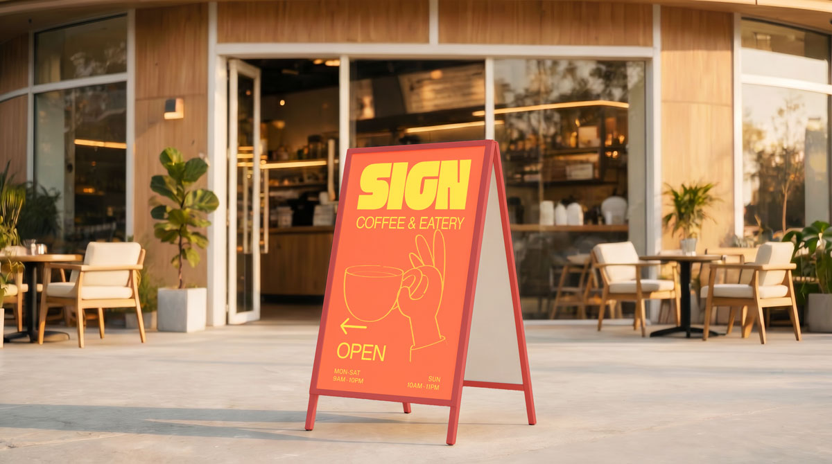 Free Street Cafe Stand Mockup Free Street Cafe Stand Mockup