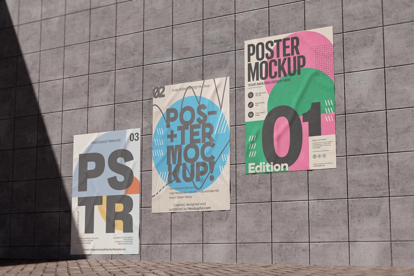 Free Posters on concrete wall mockup