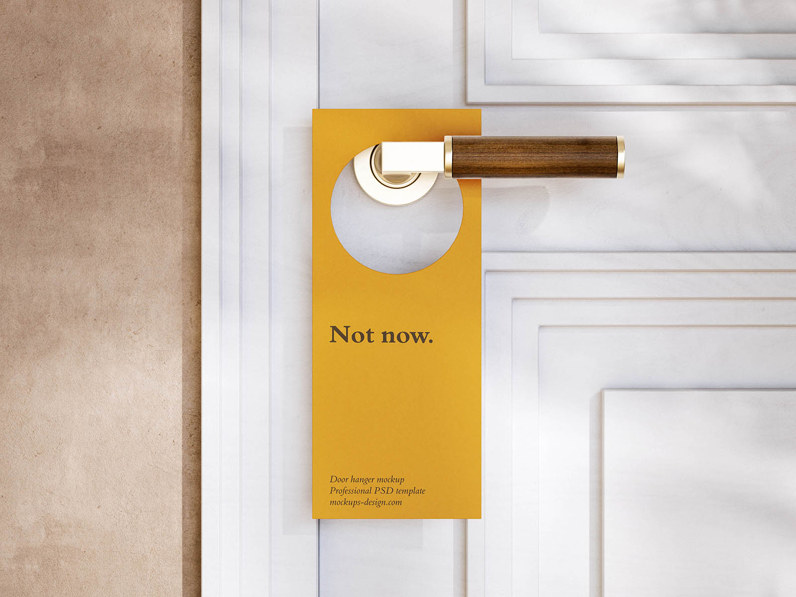 Free Brass-Handle Door Hanger Mockup