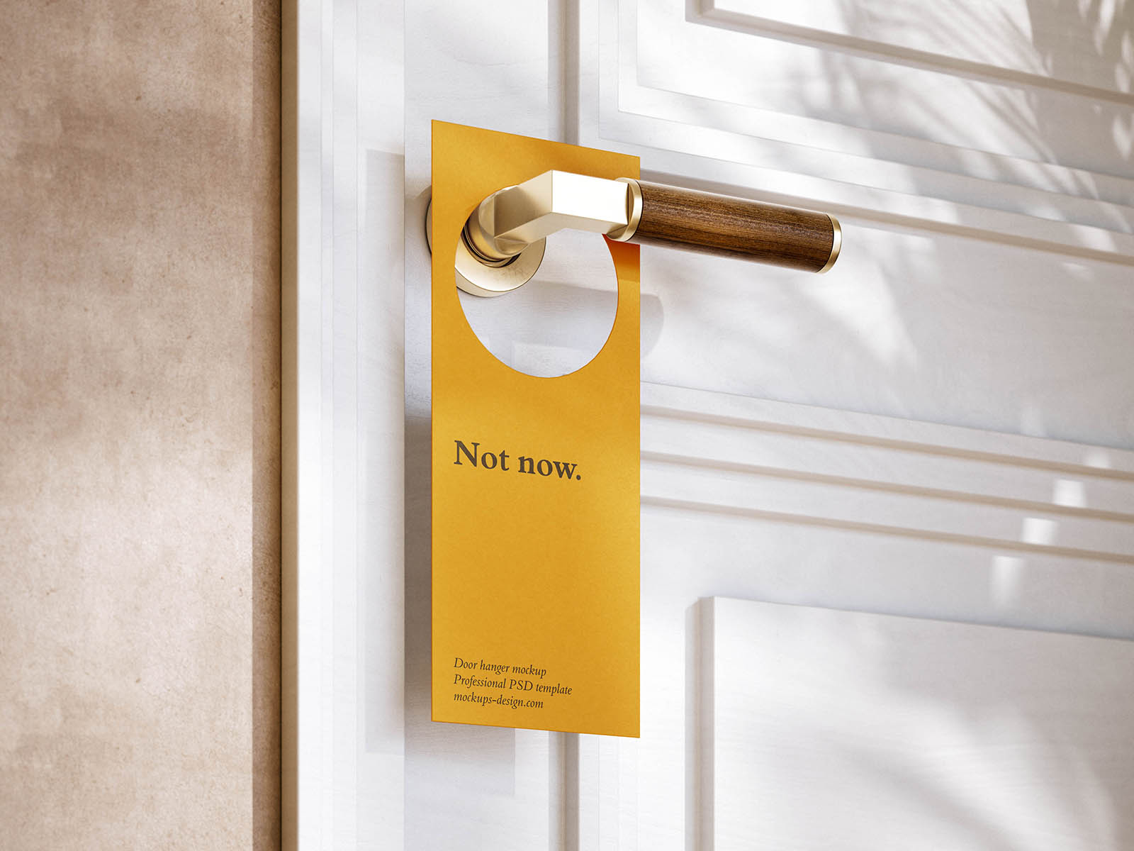 Free Brass-Handle Door Hanger Mockup