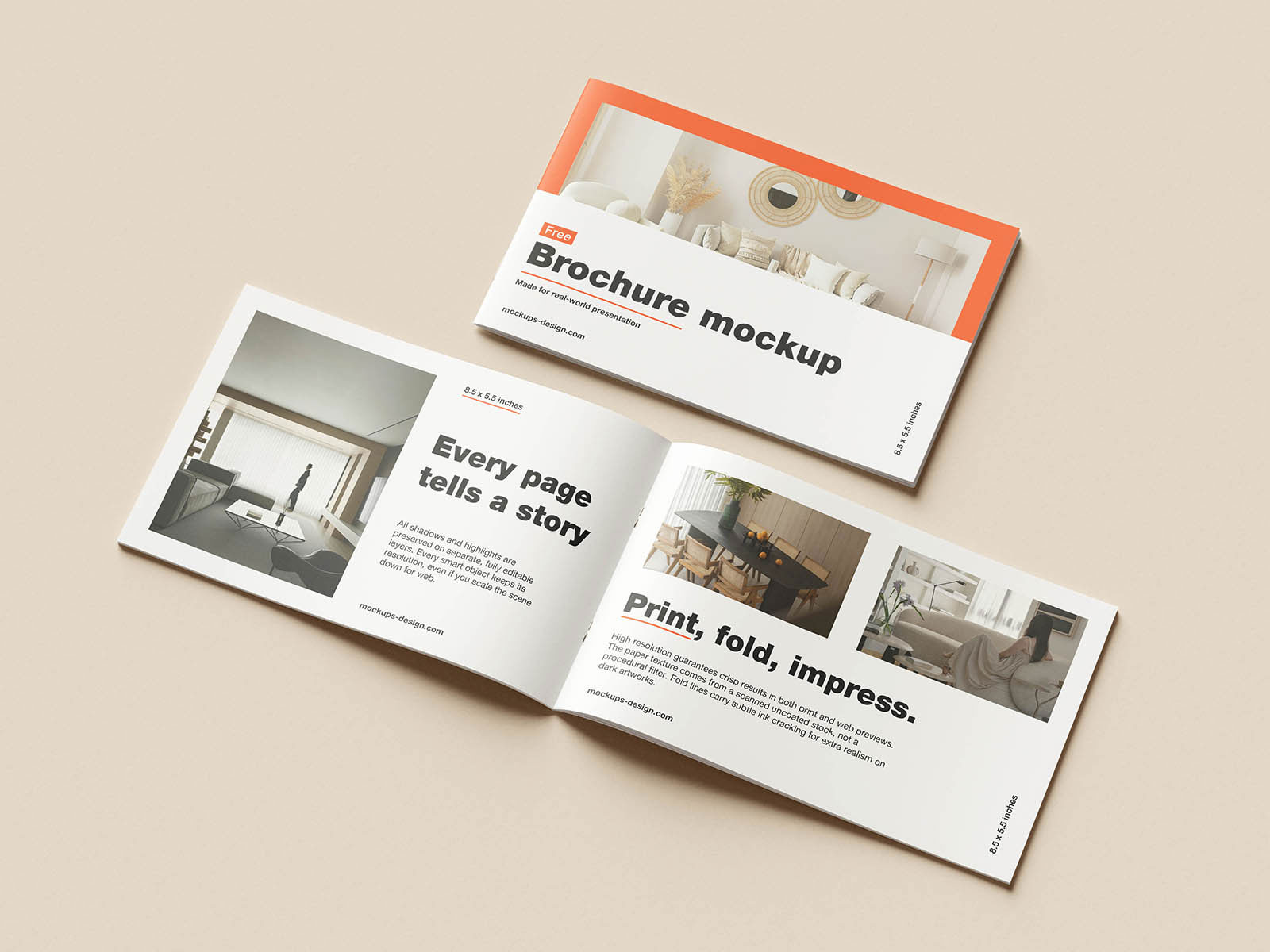 Free Landscape Half Letter Brochure Mockup
