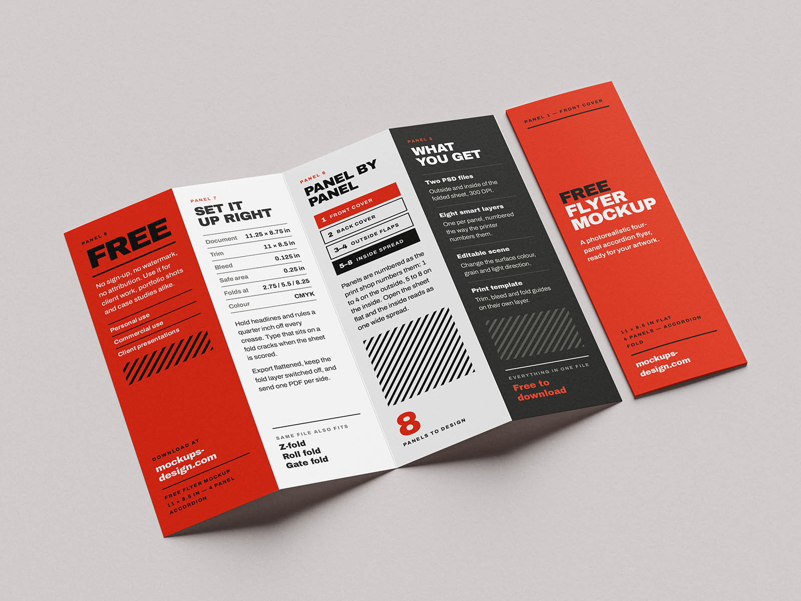 Free Four-Panel Fold Flyer Mockup