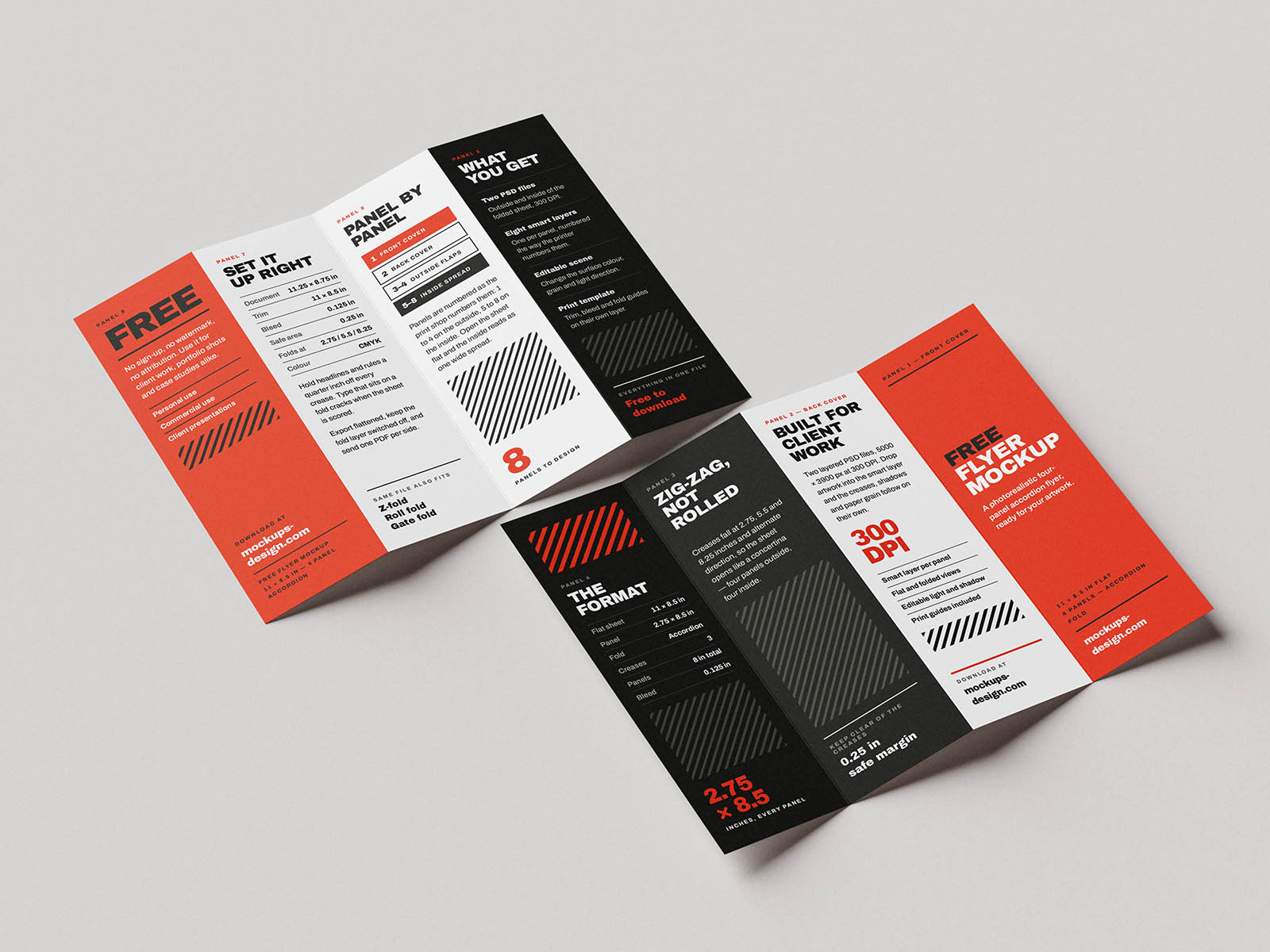 Free Four-Panel Fold Flyer Mockup