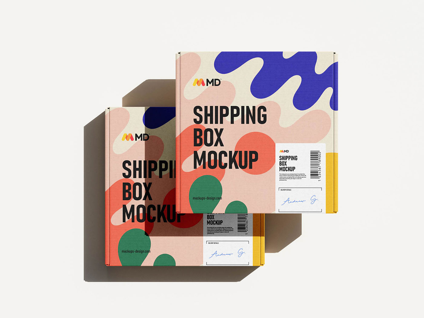 Free Square Shipping Box Mockup