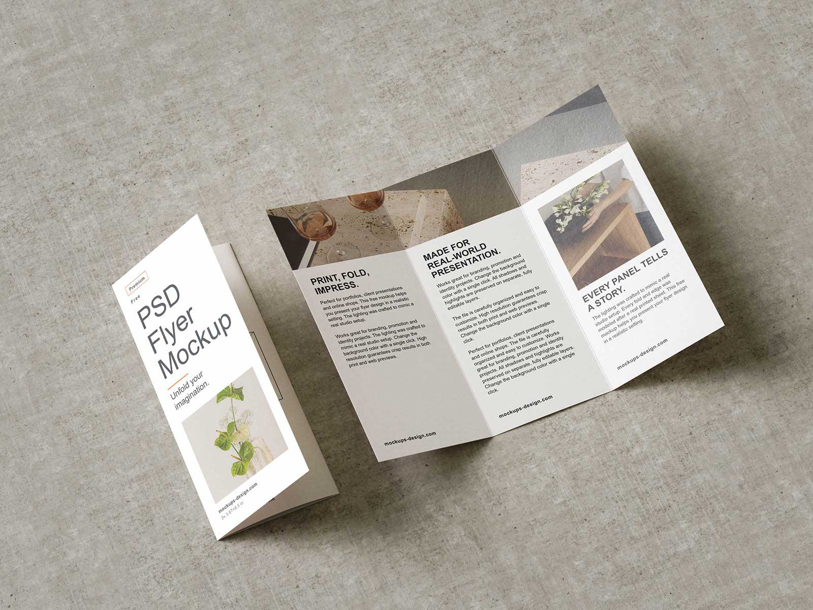 Free Textured Trifold Brochure Mockup