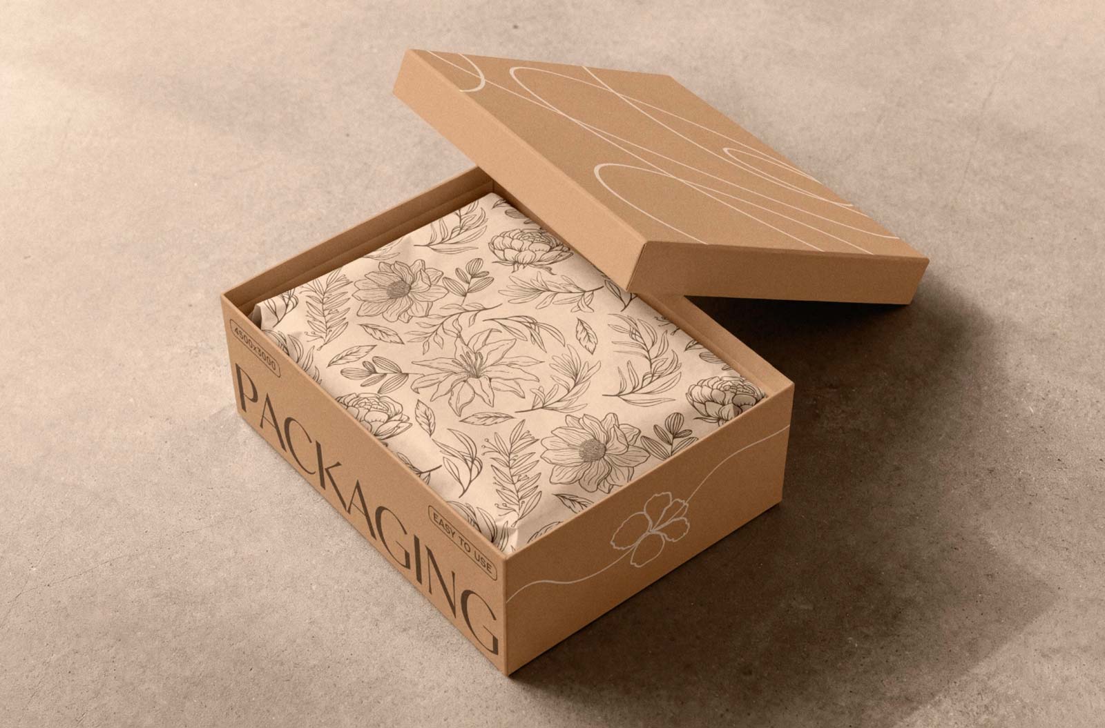 Free Tissue Paper Gift Box Mockup