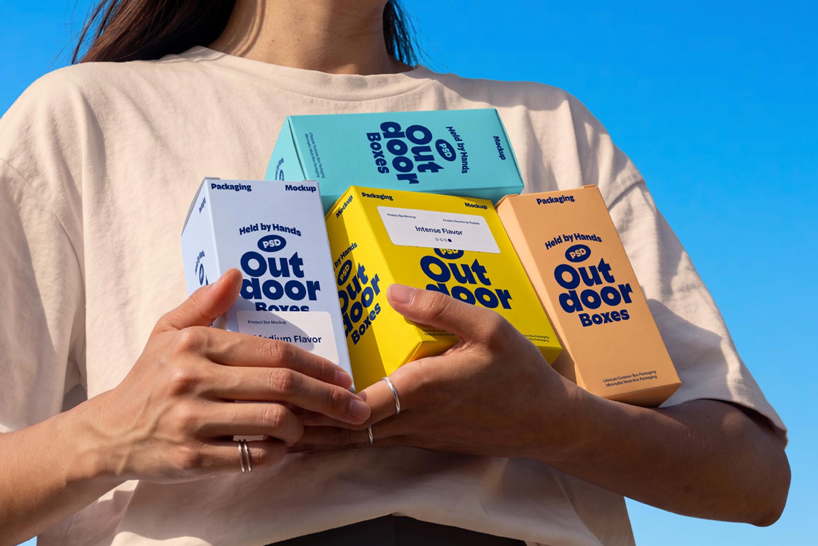 Free Handheld Product Box Mockup