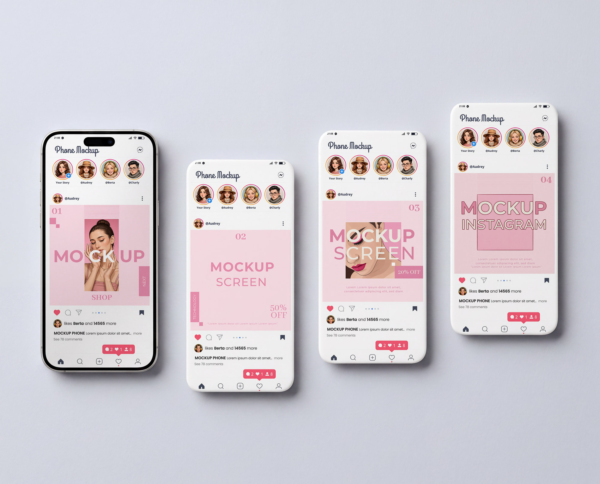 Free Phone Screen Instagram Post Mockup