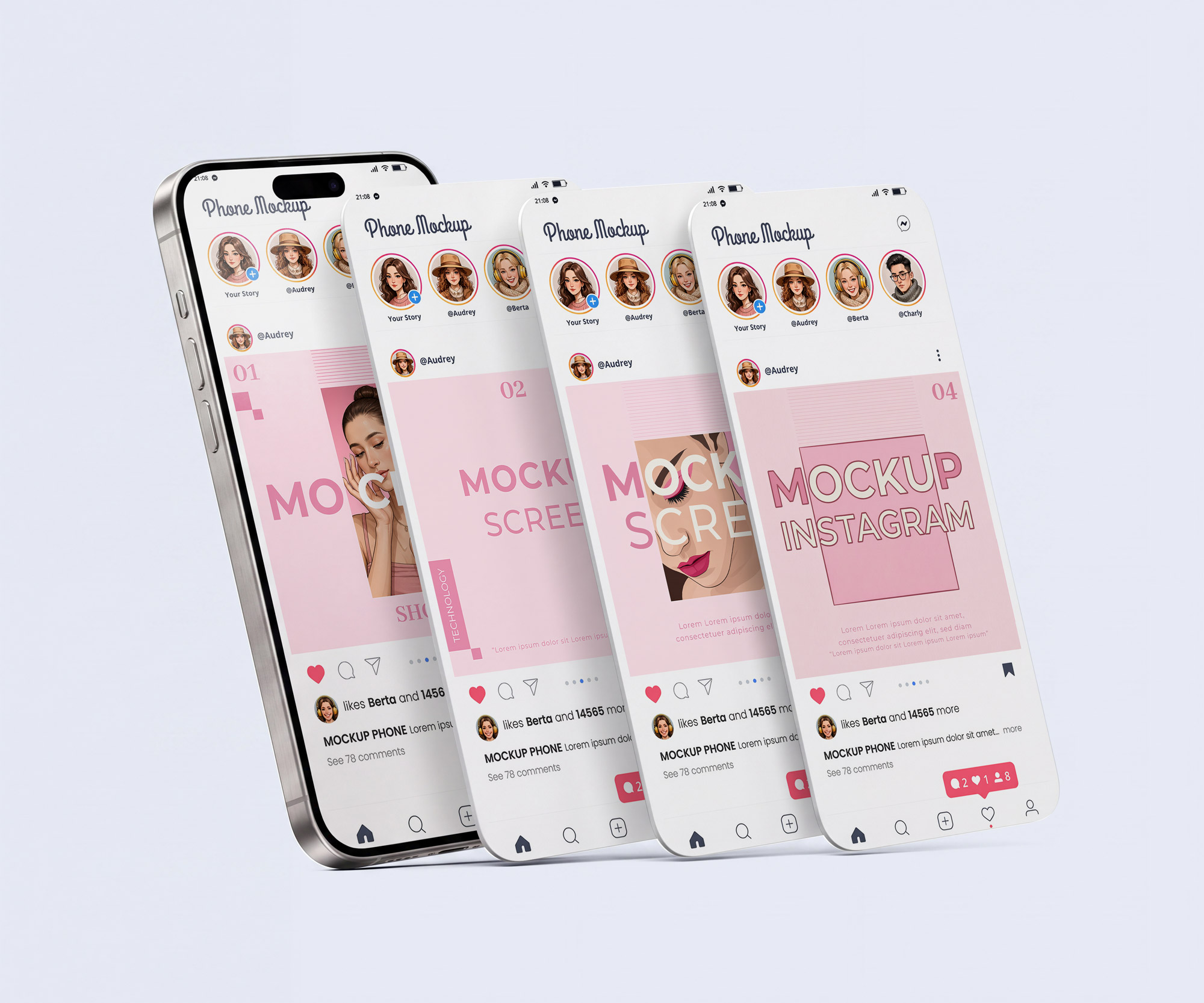 Free Phone Screen Instagram Post Mockup