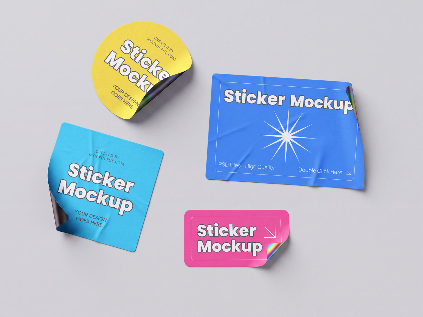 Free Glued Sticker Mockups