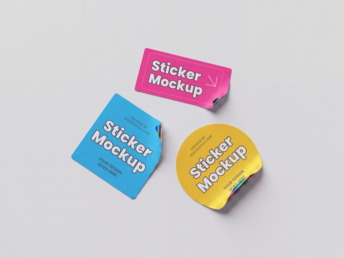 Free Glued Sticker Mockups Free Glued Sticker Mockups