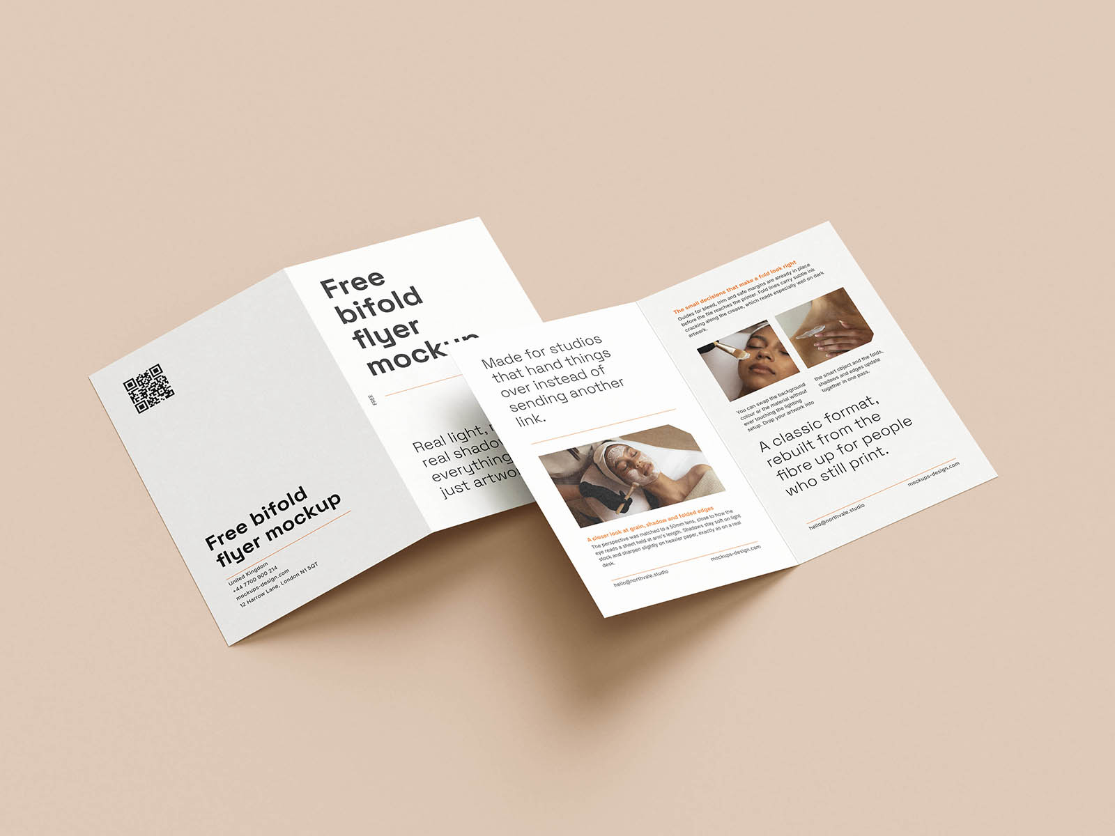 Free Half-folded Bifold Flyer Mockup