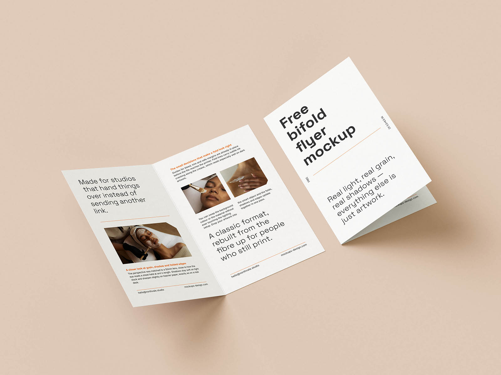 Free Half-folded Bifold Flyer Mockup