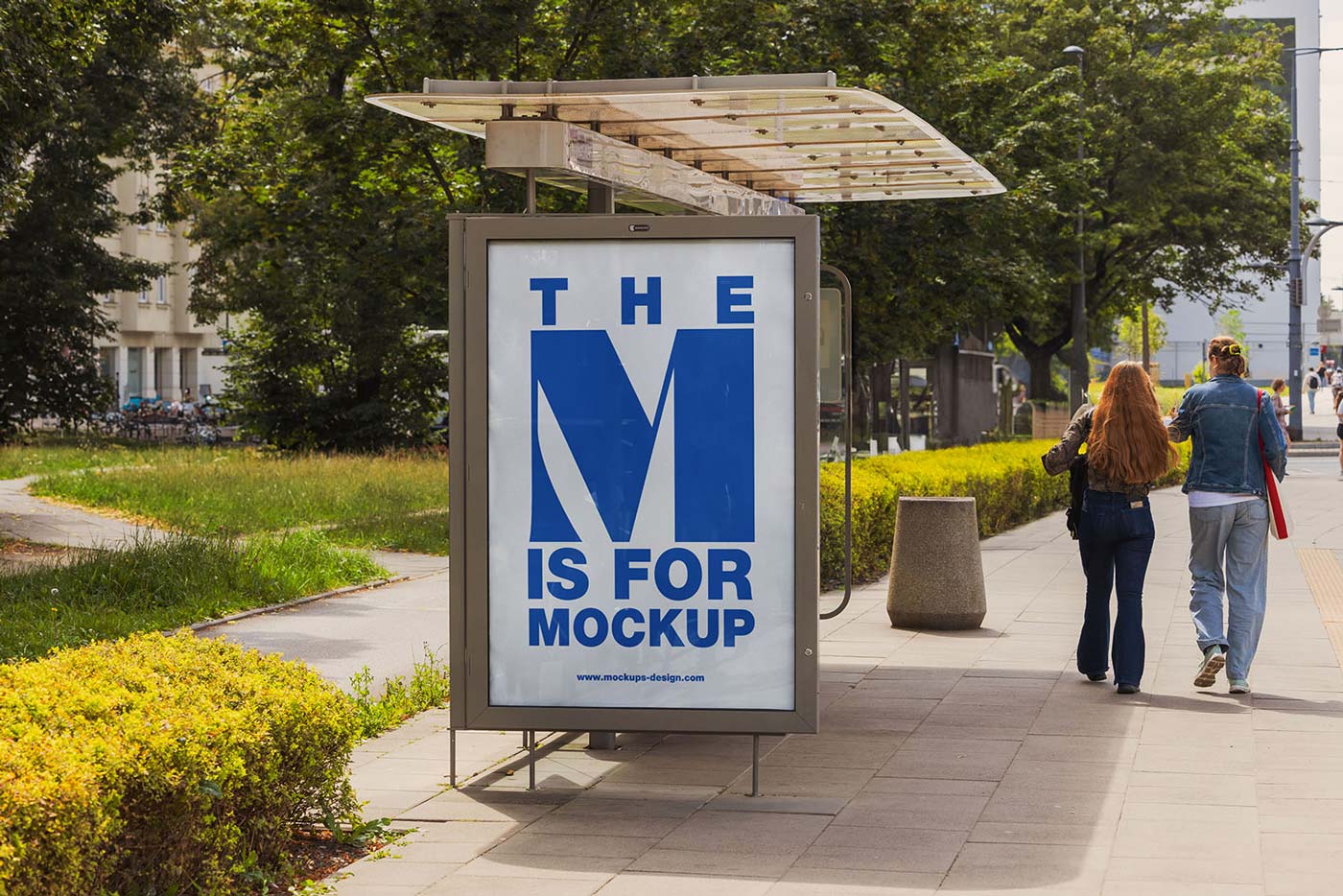 Free Bus Stop Citylight Mockup