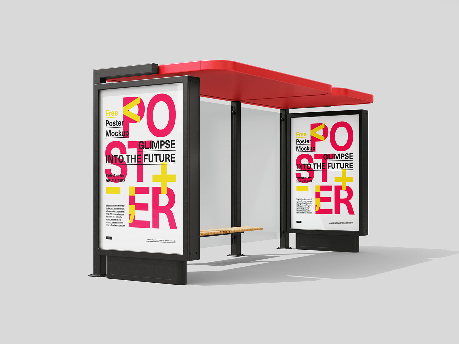 Free City Light Bus Shelter Mockup