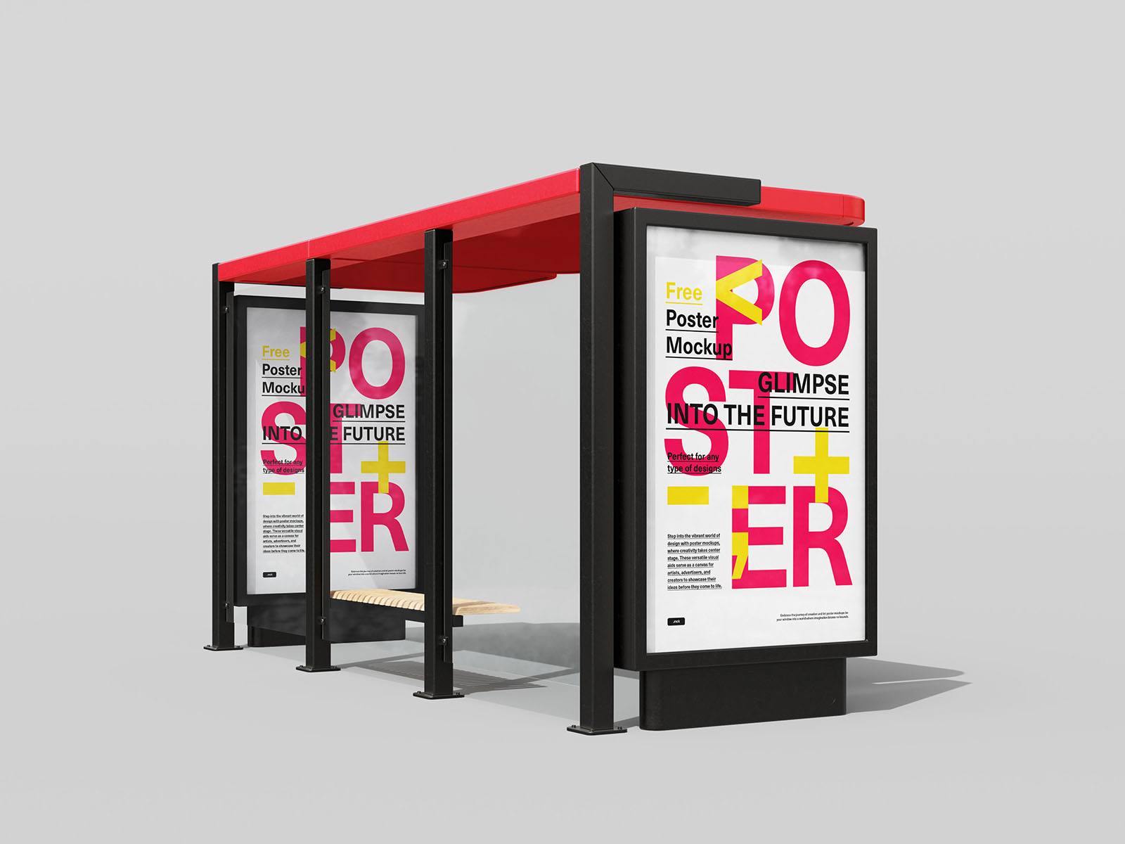 Free City Light Bus Stop Mockup Free City Light Bus Stop Mockup