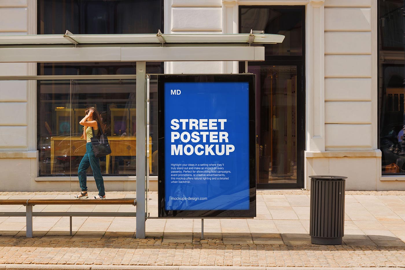 Free Street Bus Stop Mockup