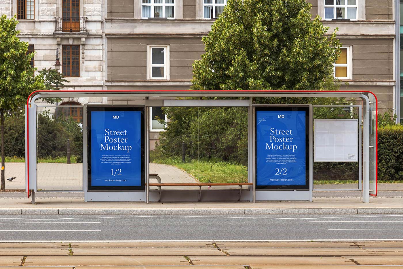 Free Bus Stop Poster Mockup