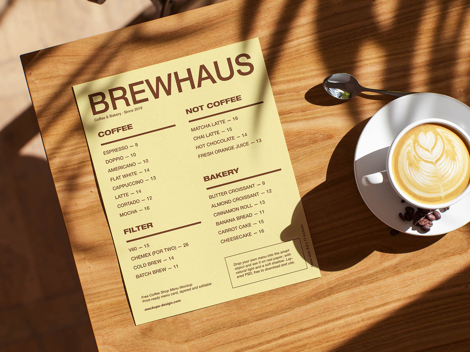 Free Coffee Shop Menu Mockup
