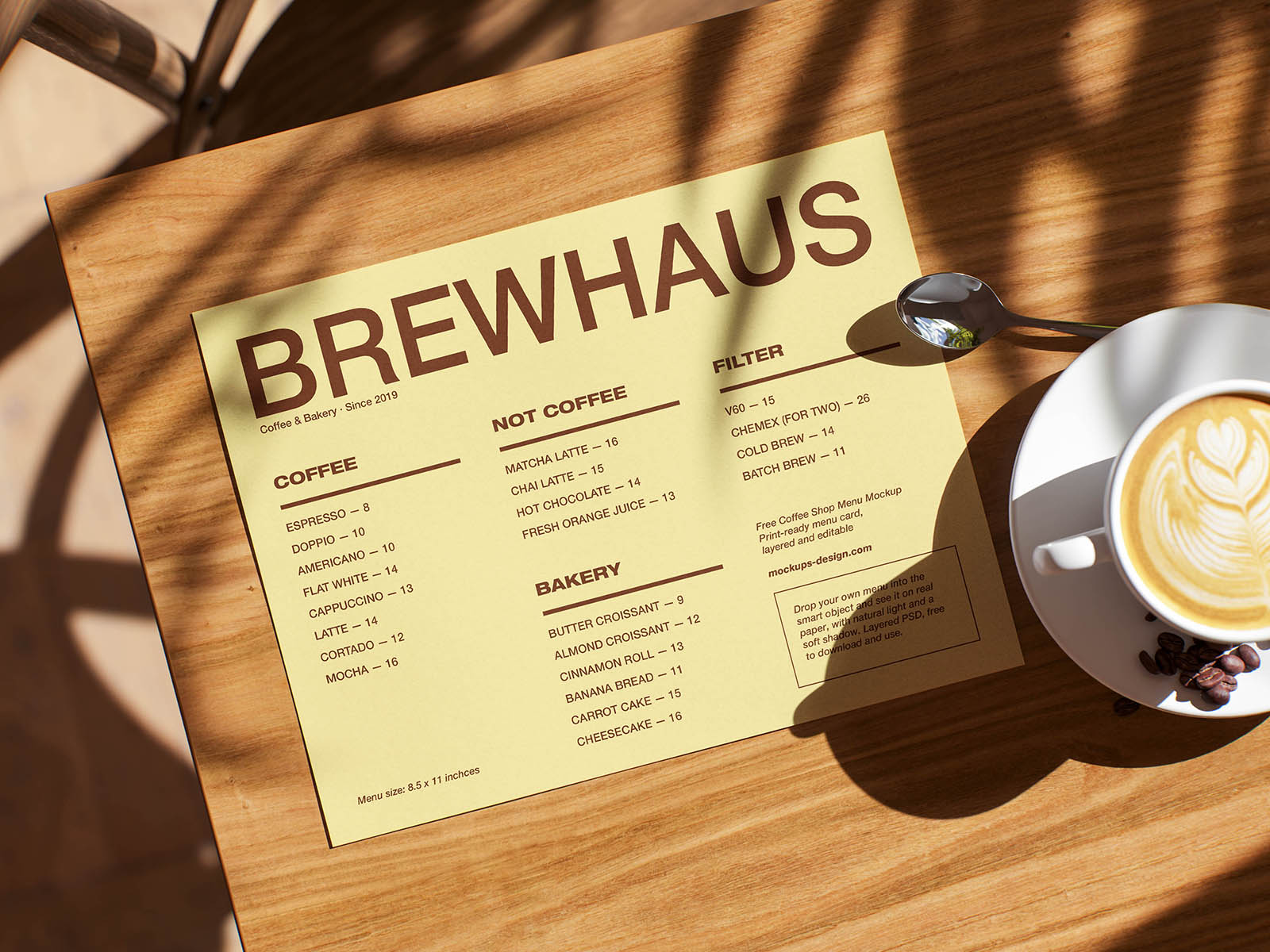 Free Coffee Shop Menu Mockup