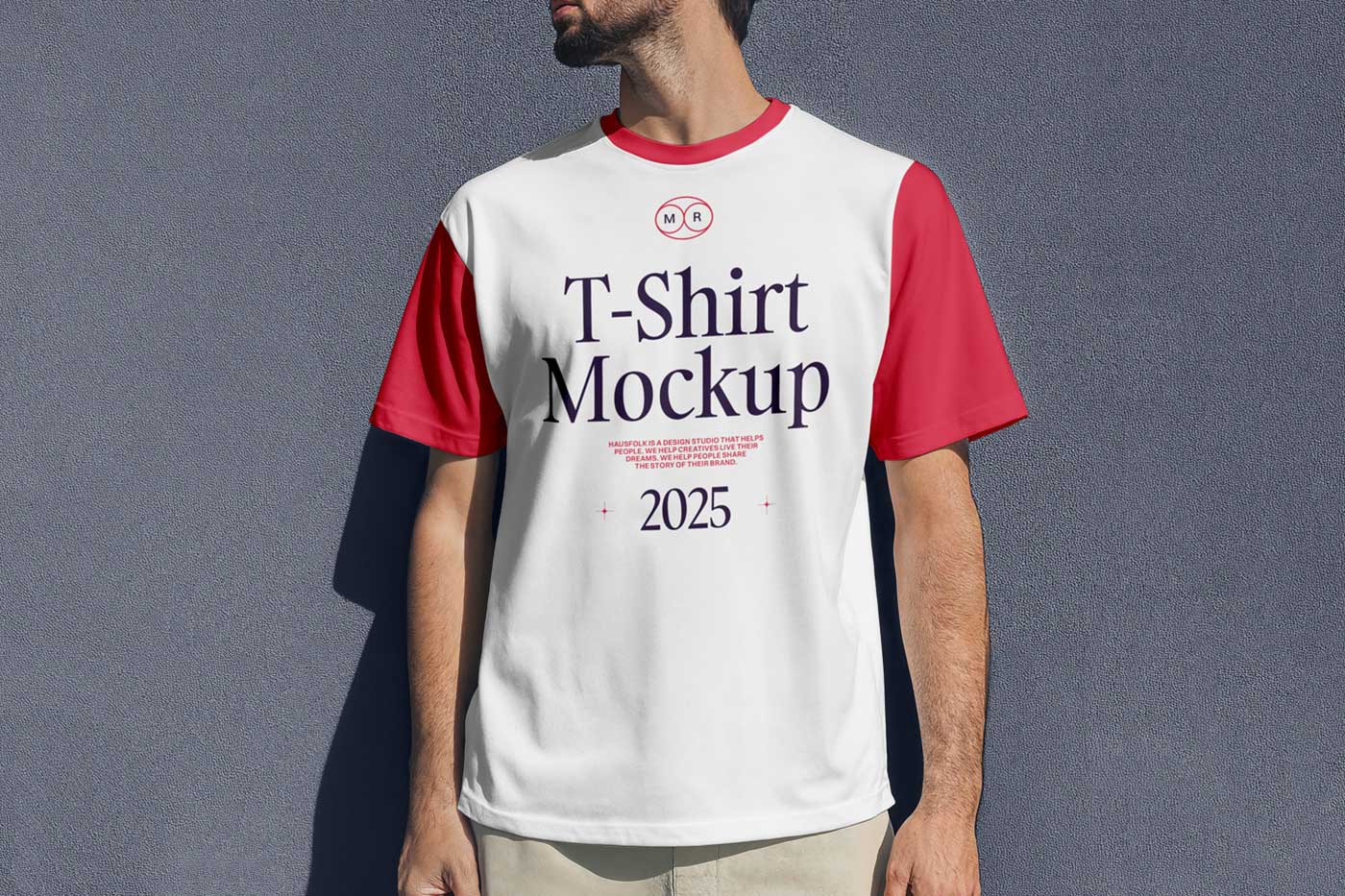 Free Men Wearing T-Shirt Mockup