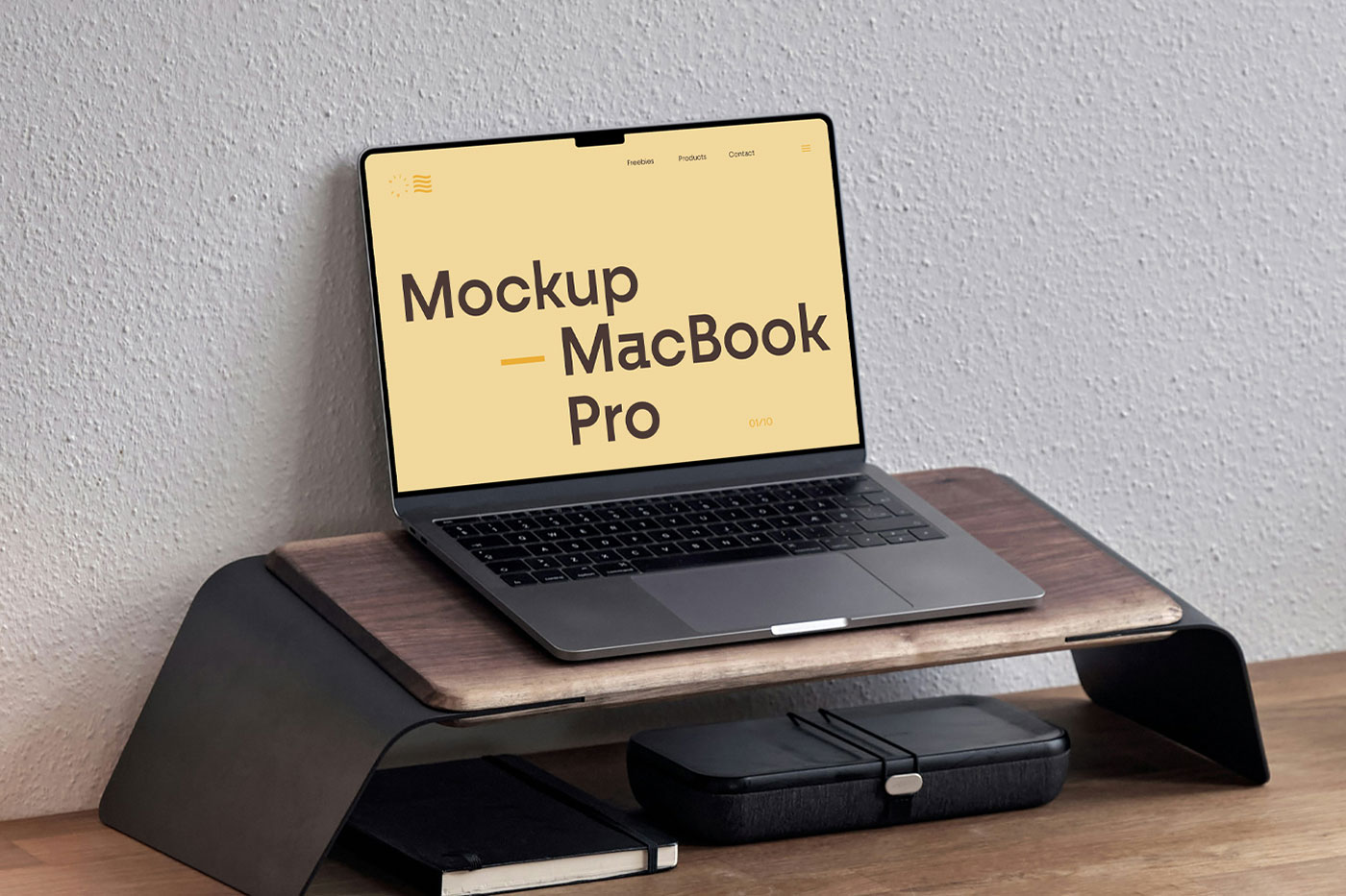Free Wooden Pad MacBook Pro Mockup