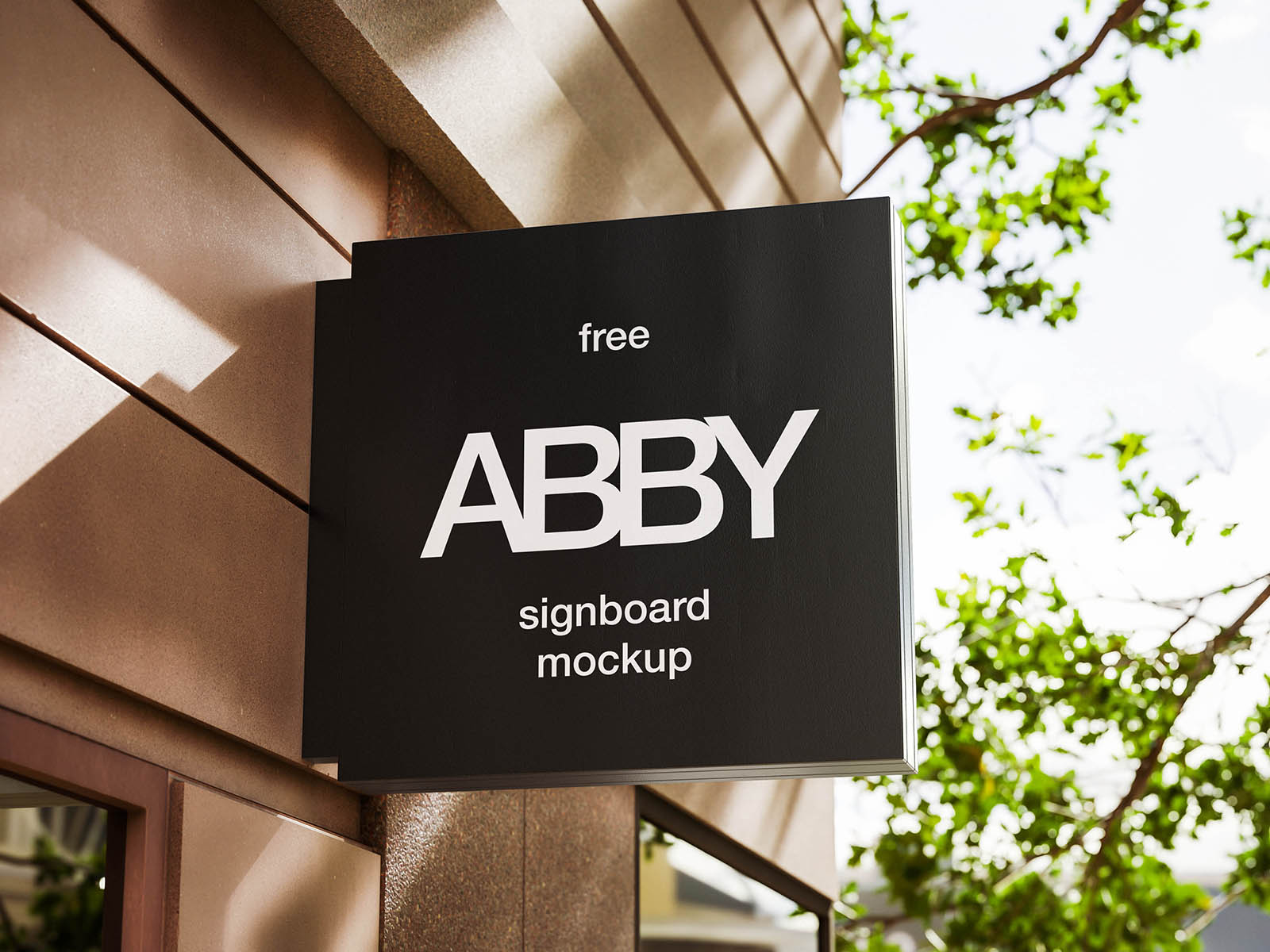 Free Square Signboard Mockup