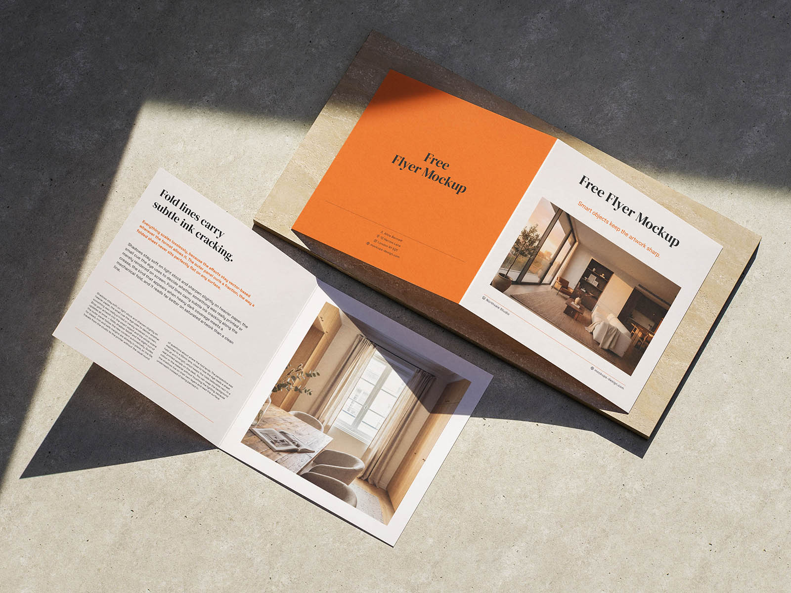 Free Square Bifold Flyer Mockup